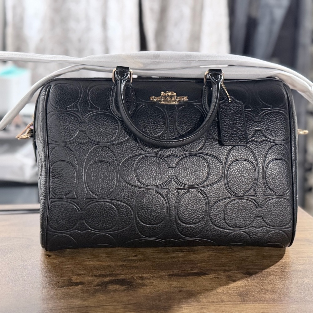 Coach Black Signature Leather Large Rowan - Picture 2 of 8